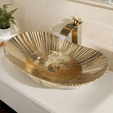 Elegant Gold Oval Ceramic Sink