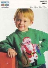 Knitting Pattern Childrens Christmas Santa jumper  Child size 22",28" (56-71 cm)