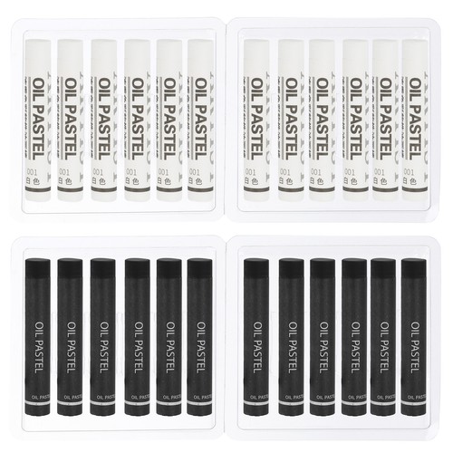 White black oil pastels - black,