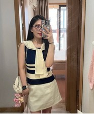 Navy Blue Sleeveless Knit Top