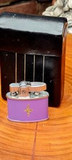 Purple Rolstar Ladies Vintage Lighter In Working Order And Leather 70s Cig Case.