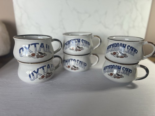 Vintage ceramic soup mugs set - ceramic,