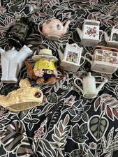 Vintage Bundle Of Ceramic Novelty Collectible Teapots Sylvac Carlton Ware Wade