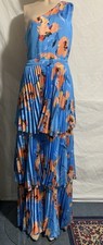 Forever Unique blue mix one shoulder tiered long maxi dress size 12