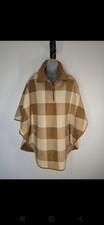 Reversible Camel Check Poncho Cape Coat L/XL – Warm Winter Wrap Outdoor Layer