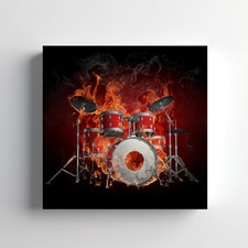 Drums On Fire Music Canvas