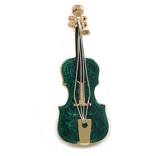 Green enamel violin musical - enamel,