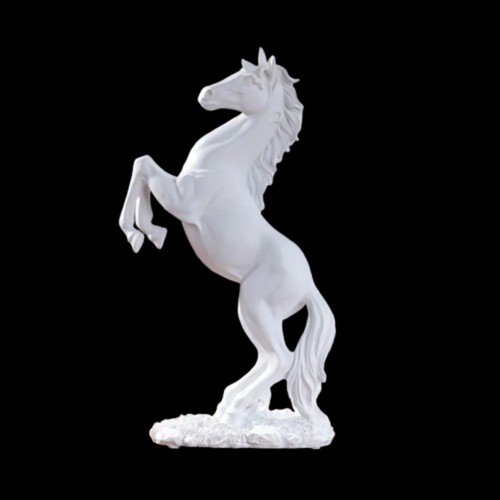 Black rearing horse statue - black,