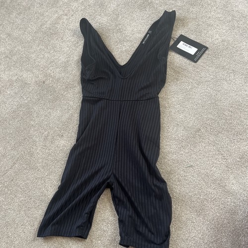 Black ribbed unitard plt - black,
