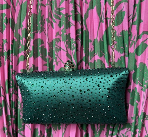 Emerald green beaded handbag - emerald,