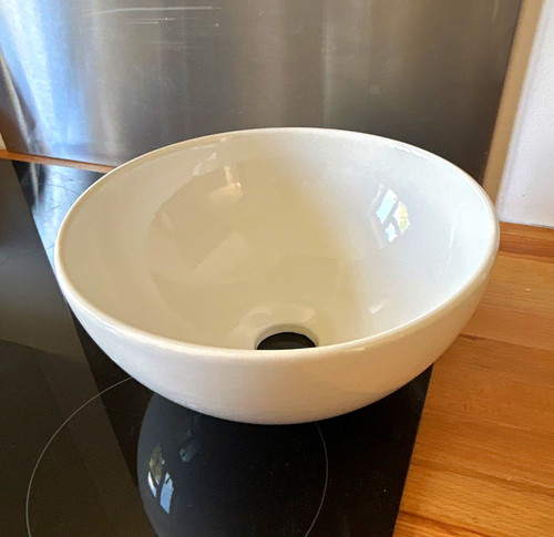 White glossy ceramic round - ceramic,