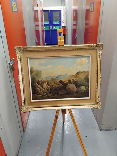 Vintage oil board landscape - oil,