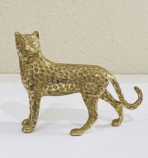 5.5"x4.5" Lacquered Brass Cheetah Leopard Figurine Cat Statue