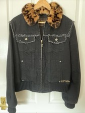 Louis Vuitton Monogram Mink Fur Trim Denim Bomber Jacket