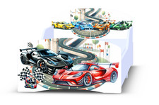 RACING CAR BED Boys Kids Toddler Junior Bed Frame + Mattress 70x160 cm 2-8Y
