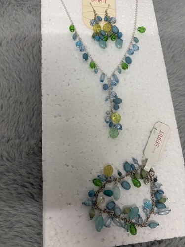 Blue green beaded jewelry - &,