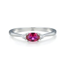 Ladies Sterling 925 Solid Silver 0.5 Carat Ruby and White Sapphire Ring