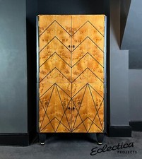 Vintage Art Deco Burr Walnut Geometric Cocktail Cabinet from The Savoy Hotel