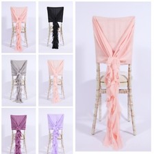 LUXURY CHIFFON HOODS WITH RUFFLES DECOR CHAIR COVER SASH WEDDING PARTY EVENTS