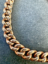 Boxed Victorian 9K Rose Gold Graduated Curb Link Bracelet Heart Padlock 17.95g