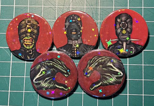 Set 32mm pin badges red - 32mm, badges,