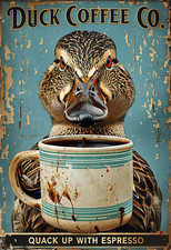Duck Coffee Co Metal Sign, Duck Sign, Coffee Plaque