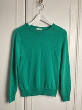 Woolovers Women's Merino Cashmere Wool Jumper Size Small UK 8 Green Soft Knit