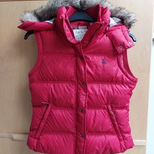 JACK WILLS Down Insulated Womens Puffer Gilet Red Hooded (Removeable) UK 10 VGC