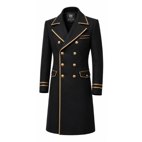 Men black military - military, coat