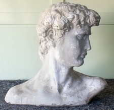 Large Cast Composition Stone Bust of Michelangelo's David (Garden Ornament)