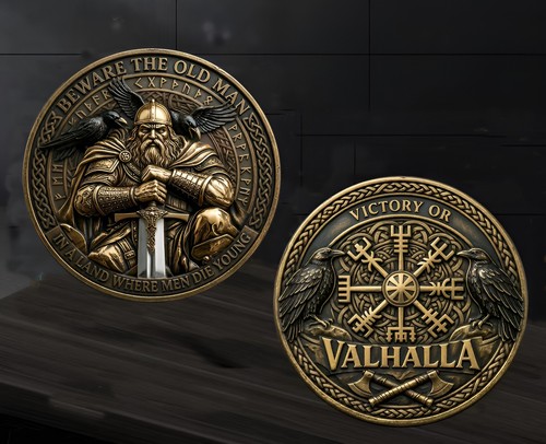 Viking challenge coin - challenge, odin