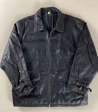 Vintage Heavy Leather Highwayman Jacket Bomber Jacket Size M - see size note