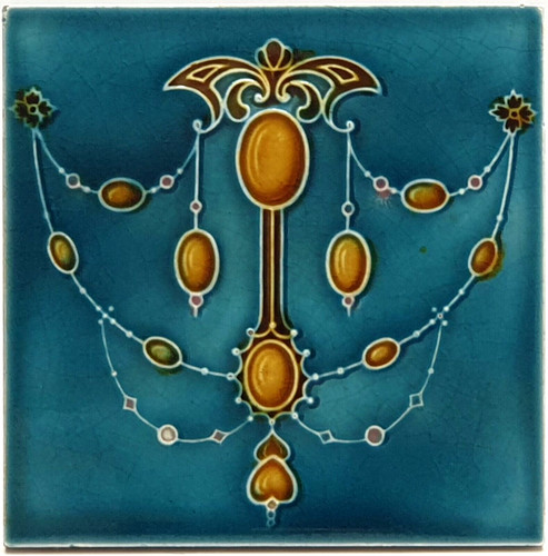 Art nouveau fireplace tile - fireplace,