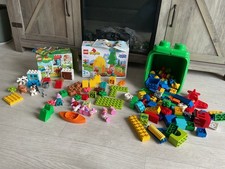 DUPLO BUNDLE - PEPPA PIG CAMPING FARM ANIMALS & TUB OF ASSORTED BRICKS