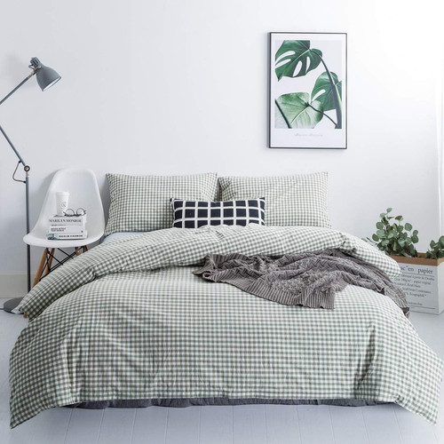 Green gingham duvet cover - green,
