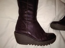 London Fly wedge boots brown leather size 36
