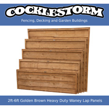 2ft-6ft High Golden Brown Heavy Duty Waney Lap Garden Fence Panels
