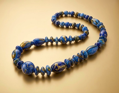 Blue gold oval stone - blue,