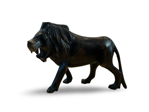 Carved lion bigcat wood - carved,