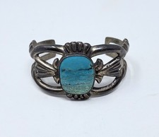 Rare Vintage Sand Cast Turquoise Navajo Bracelet Possibly Harrison Bitsui