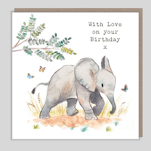 Elephant birthday card - elephant,