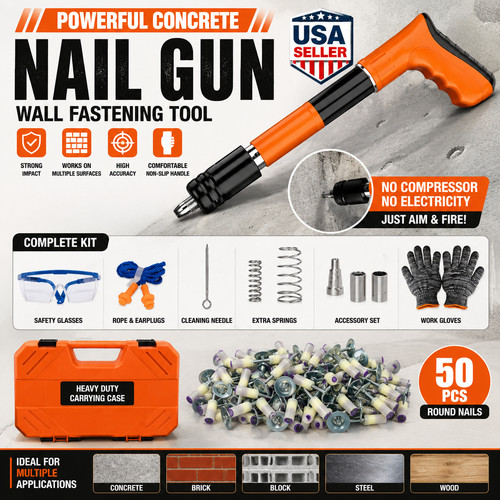 Nail gun powerful - gun, concrete