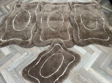 ROMANY WASHABLES GYPSY GERMAN MATS 30MM THICK 4PC TOURER SET TEDDY BROWN/CREAM.