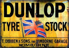 Retro Aluminium Metal Sign Dunlop Tyre Rusty Can Sign Garage Workshop A4