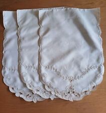 Vintage Cream Embroidered Antimacassar/ Arm Cover 61cm x 41cm