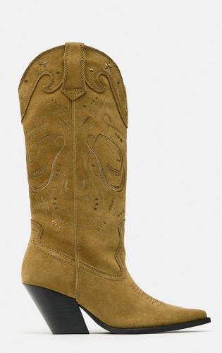 Zara embroidered split suede - embroidered,