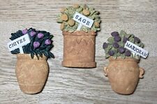 Set Of 3 Fridge Magnets Herbs Marjoram Sage And Chives In Terracotta Pots