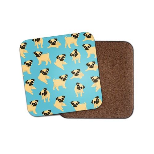 Square single coaster pugs - coaster,