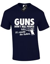 GUNS DONT KILL BULLETS DO MENS T SHIRT PEOPLE PISTOL NOVELTY PRESENT GIFT NEW