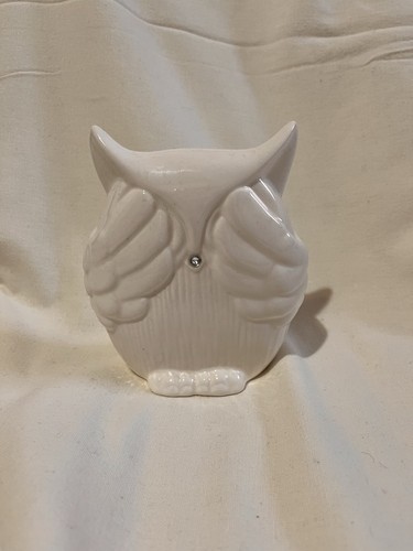 White porcelain owl figurine - white,